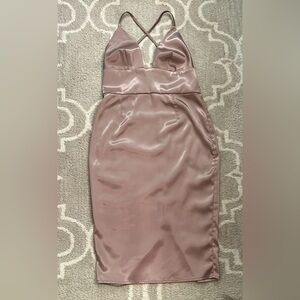 Elegant & Sexy Satin Halter Dress in Blush Pink, size S